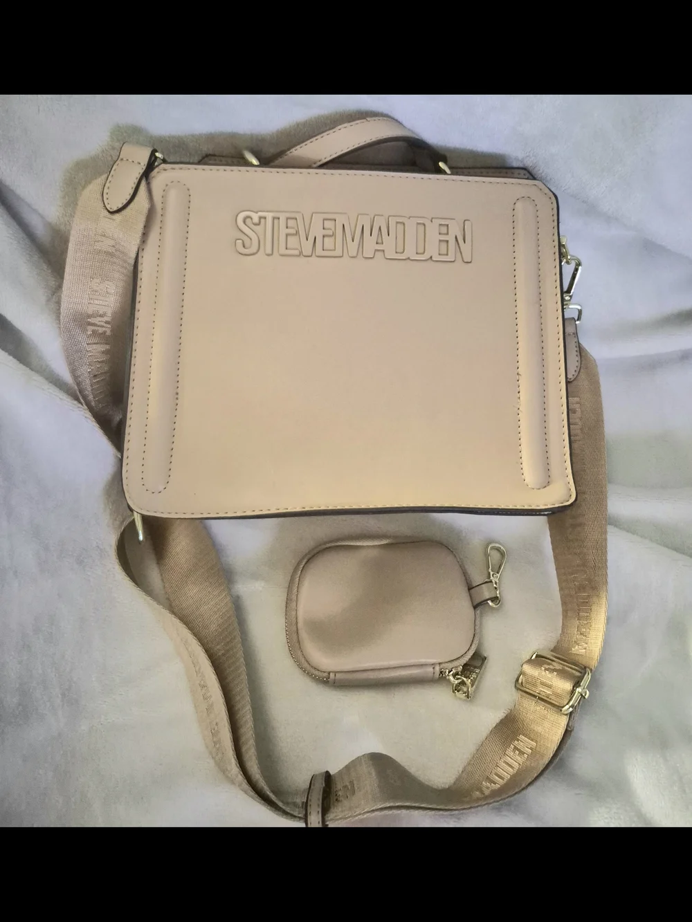 Steve Madden Blush Beige Crossbody Bag with Coin Pouch